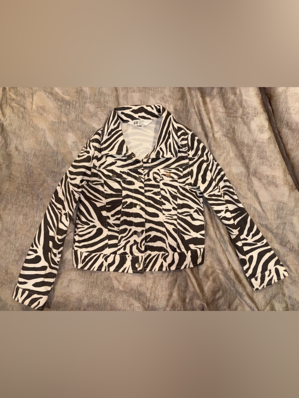 H&M girls zebra denim jacket, 7/8
